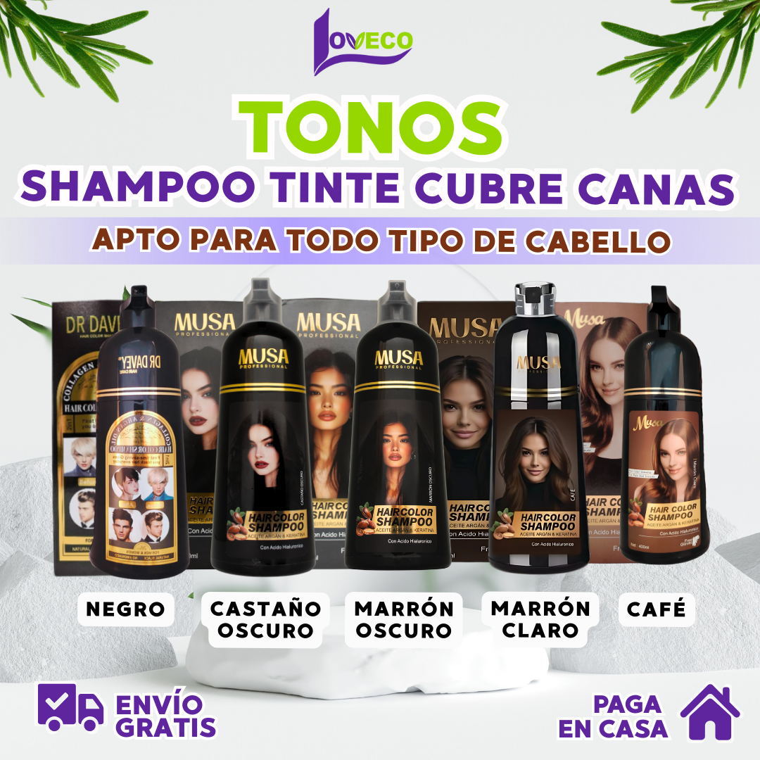 COMBO COLOR + FUERZA (SHAMPOO TINTE CUBRE CANAS 400 ML + SHAMPOO ROMERO 1 LITRO)